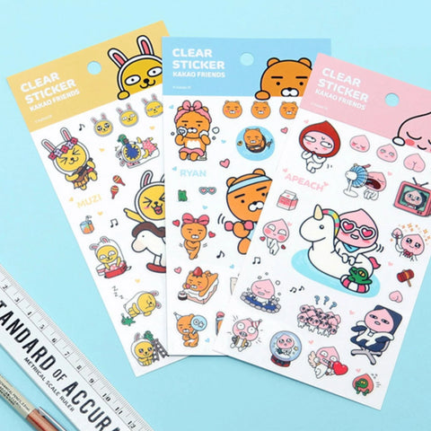 KAKAO FRIENDS CLEAR STICKERS (PACK OF 4) DETAIL 01