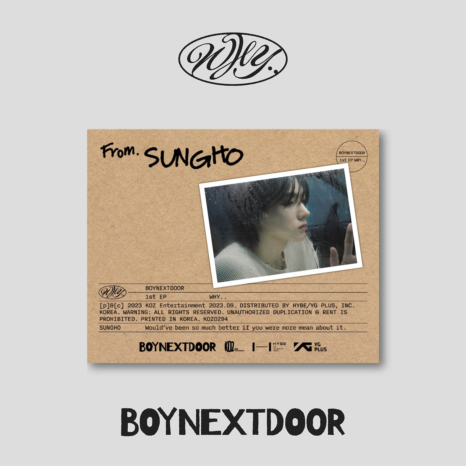 BOYNEXTDOOR 1ST EP ALBUM 'WHY..' (LETTER) SUNGHO VERSION COVER
