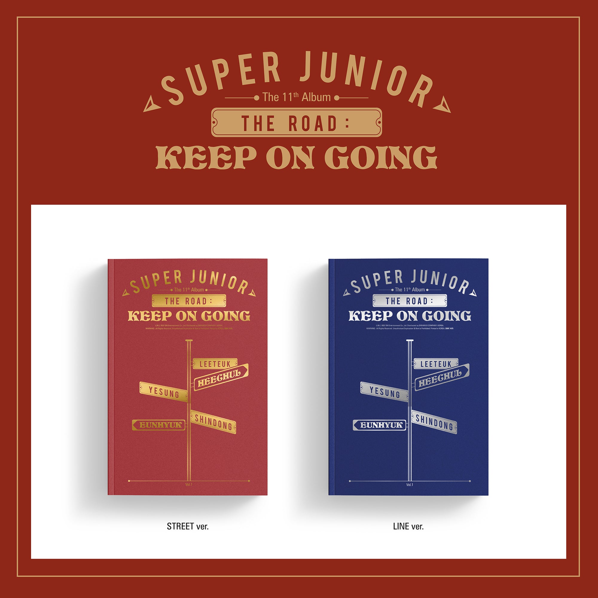 SUPER JUNIOR 11TH ALBUM VOL. 1 'THE ROAD : KEEP ON GOING' COVER