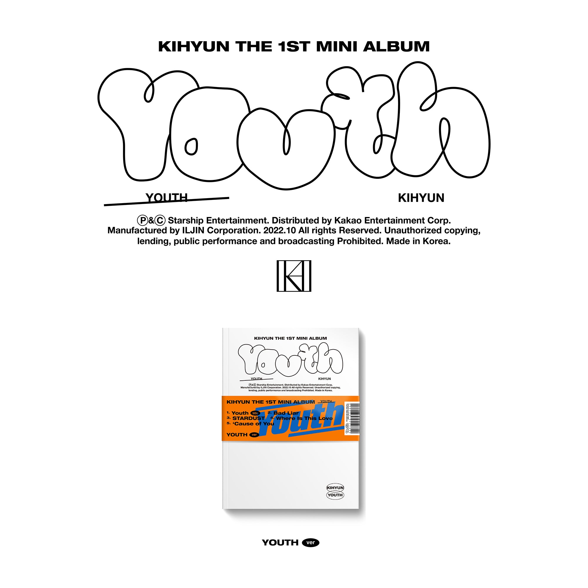 KIHYUN (MONSTA X) 1ST MINI ALBUM 'YOUTH' YOUTH COVER